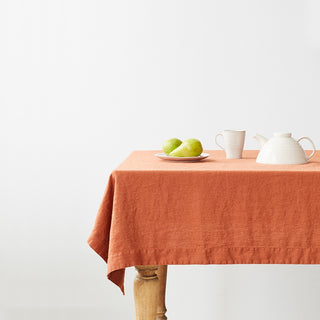 Baked Clay Washed Linen Tablecloth 1