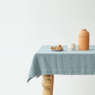 Blue Fog Washed Linen Tablecloth 1
