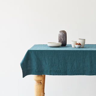Deep Water Washed Linen Tablecloth 1