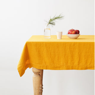 Mustard Washed Linen Tablecloth 