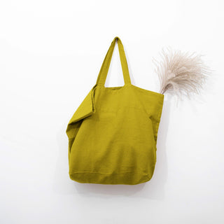 Moss Green Big Linen Bag 3