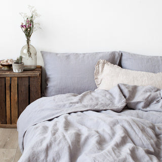 Light Grey Washed Linen Bed Set 5