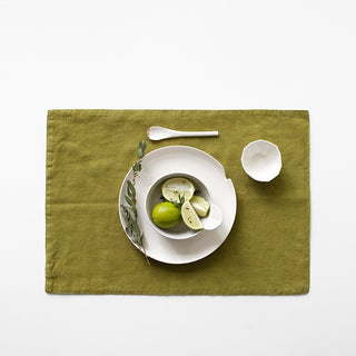 Moss Green Washed Linen Placemat 
