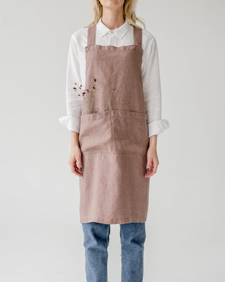 Ashes of Roses Washed Linen Crossback Apron 3