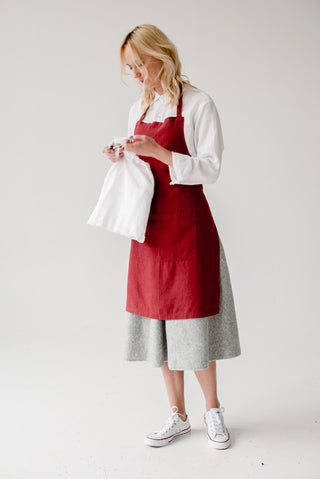 Red Pear Washed Linen Apron 3