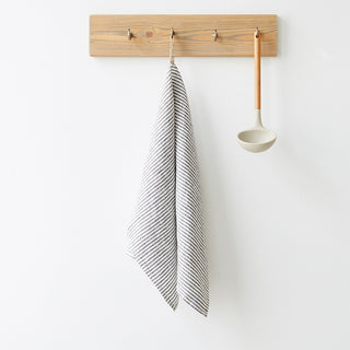 Thin Black Stripes Washed Linen Tea Towel 