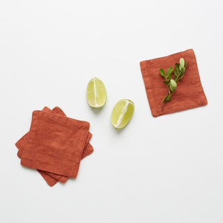 Set of 4 Baked Clay Washed Linen Coasters 