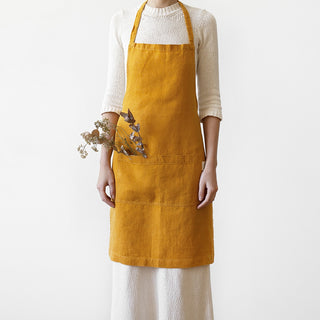 Mustard Washed Linen Apron 1