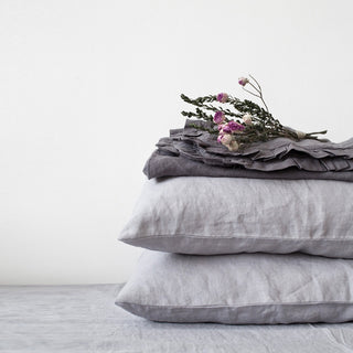Light Grey Washed Linen Pillowcase 1
