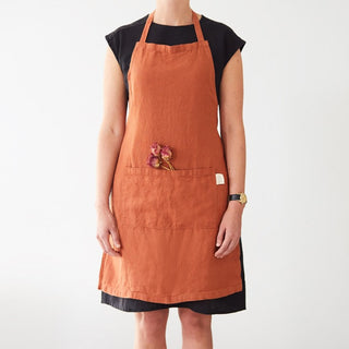 Baked Clay Washed Linen Apron 1