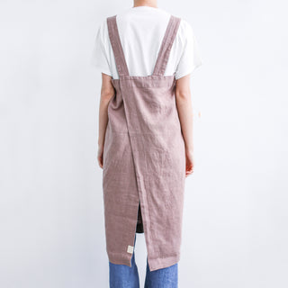 Ashes of Roses Washed Linen Pinafore Apron 