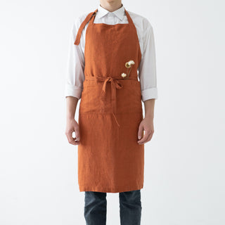 Baked Clay Washed Linen Chef Apron 