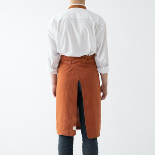 Baked Clay Washed Linen Chef Apron 2