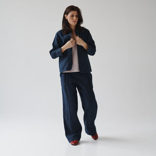 Bilberry Blue Linen Willow Trousers 4