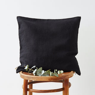 Black Washed Linen Cushion Cover 1