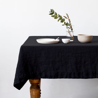 Black Washed Linen Tablecloth 1
