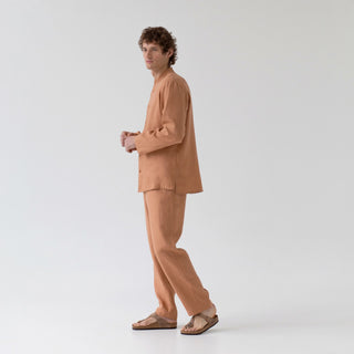 Butterum Color Currant Linen Men's Loungewear Set Side View 