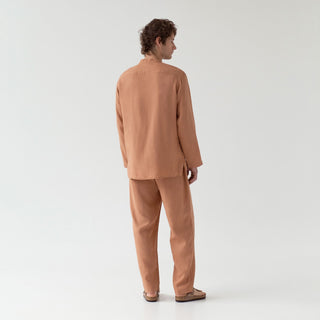 Butterum Color Currant Linen Men's Loungewear Set Back View 3