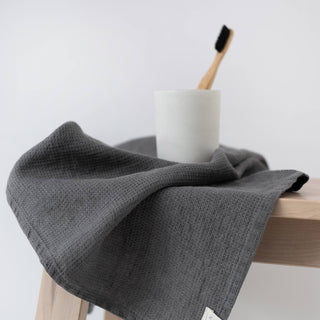 Charcoal Fine Waffle Structure Towel with Toothbrush 4