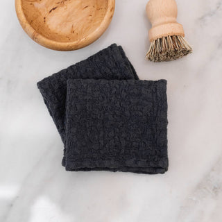 Set of 2 Dark Grey Linen Dishcloths 