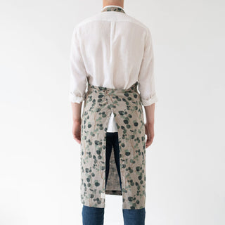 Eucalyptus on Natural Washed Linen Chef Apron 