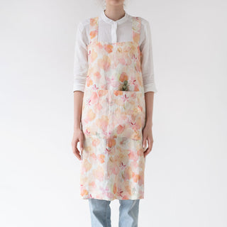 Floral Washed Linen Pinafore Apron 