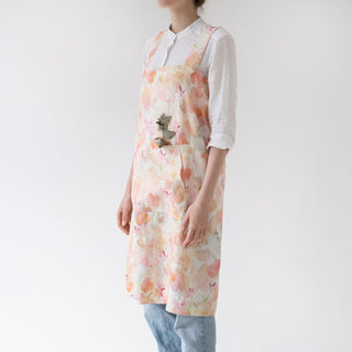Floral Washed Linen Pinafore Apron 3