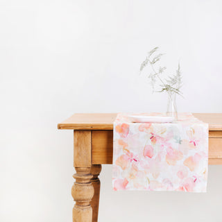 Floral Washed Linen Table Runner 