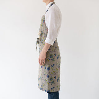 Flowers on Natural Washed Linen Chef Apron 3