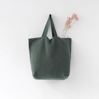 Forest Green Big Linen Bag 1