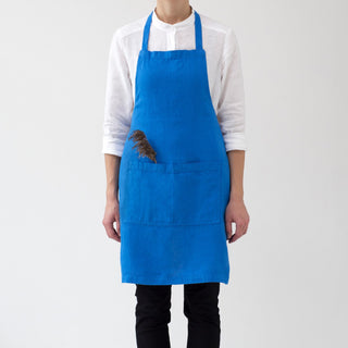 French Blue Washed Linen Apron 