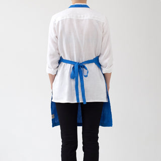French Blue Washed Linen Apron Back View 2