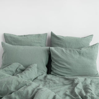 Green Milieu Washed Linen Pillowcase 