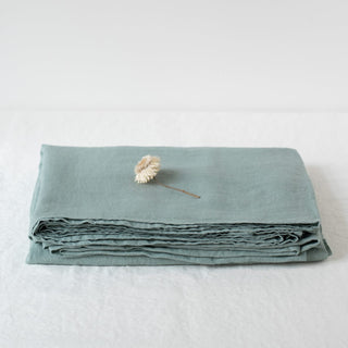 Green Milieu Washed Linen Bed Sheet 