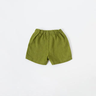 Kids Green Linen Owl Shorts 2