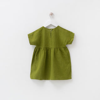 Kids Green Linen Partridge Dress 2