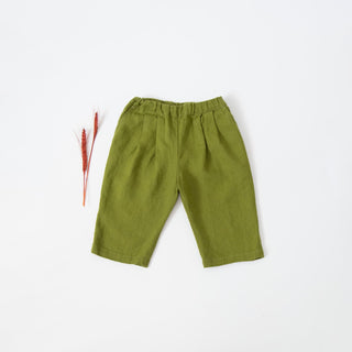 Kids Green Linen Stork Trousers 1