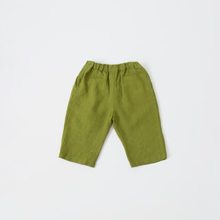 Kids Green Linen Stork Trousers 2