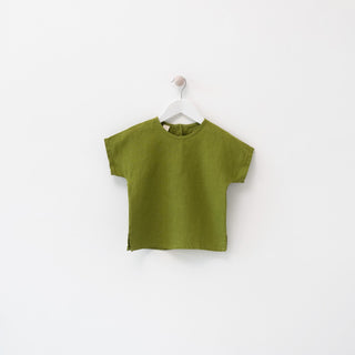 Kids Green Linen Wood Grouse T-shirt 1