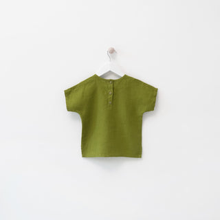 Kids Green Linen Wood Grouse T-shirt 2