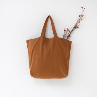 Brown Hazelnut Linen Big Bag 