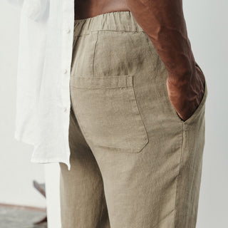 Khaki Linen Acorn Trousers 3