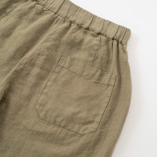 Khaki Linen Cumin Shorts 4