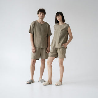 Khaki Linen Fern Pyjama Set 3