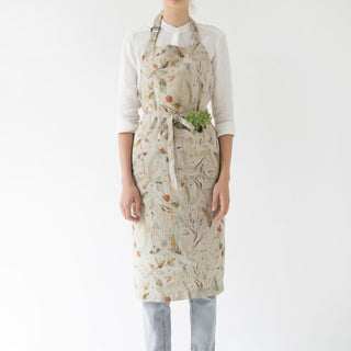 Woman Nature Leaves on Natural Color Linen Chef Apron 