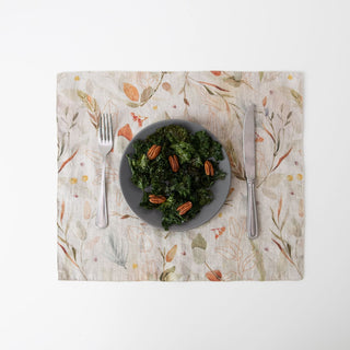 Leaves on Natural Washed Linen Placemat 