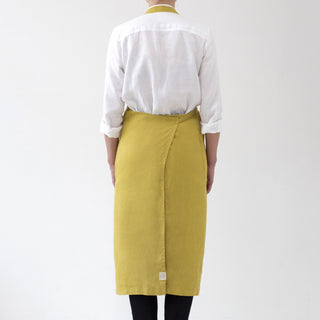 Lemon Curry Washed Linen Chef Apron Back View 2
