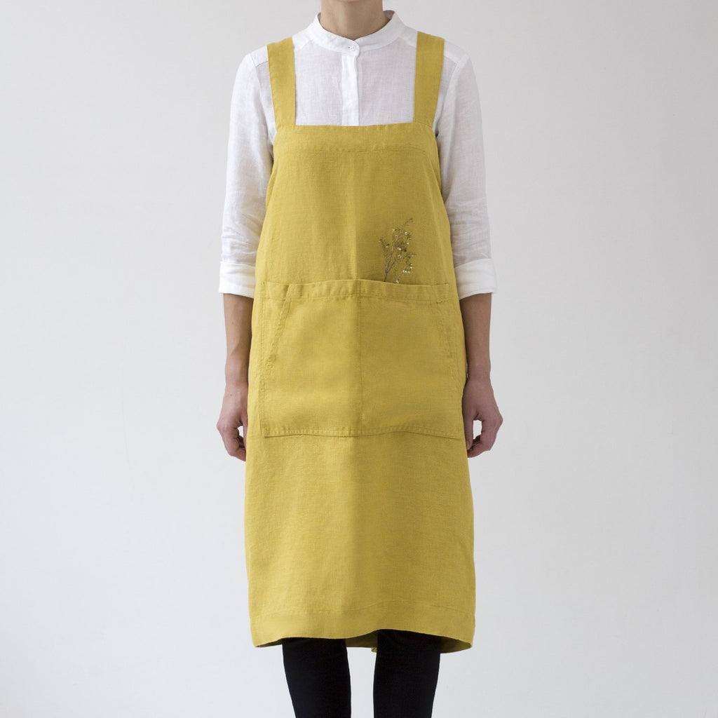 Lemon Curry Linen Pinafore Apron – Linen Tales