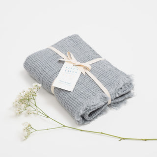 Light Grey Kids Linen Waffle Blanket 