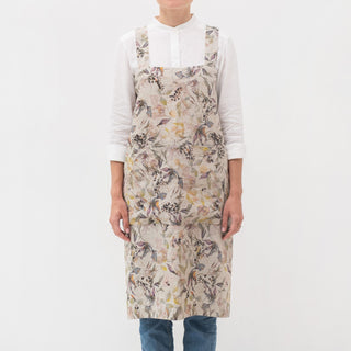 Meadow on Natural Linen Pinafore Apron 1